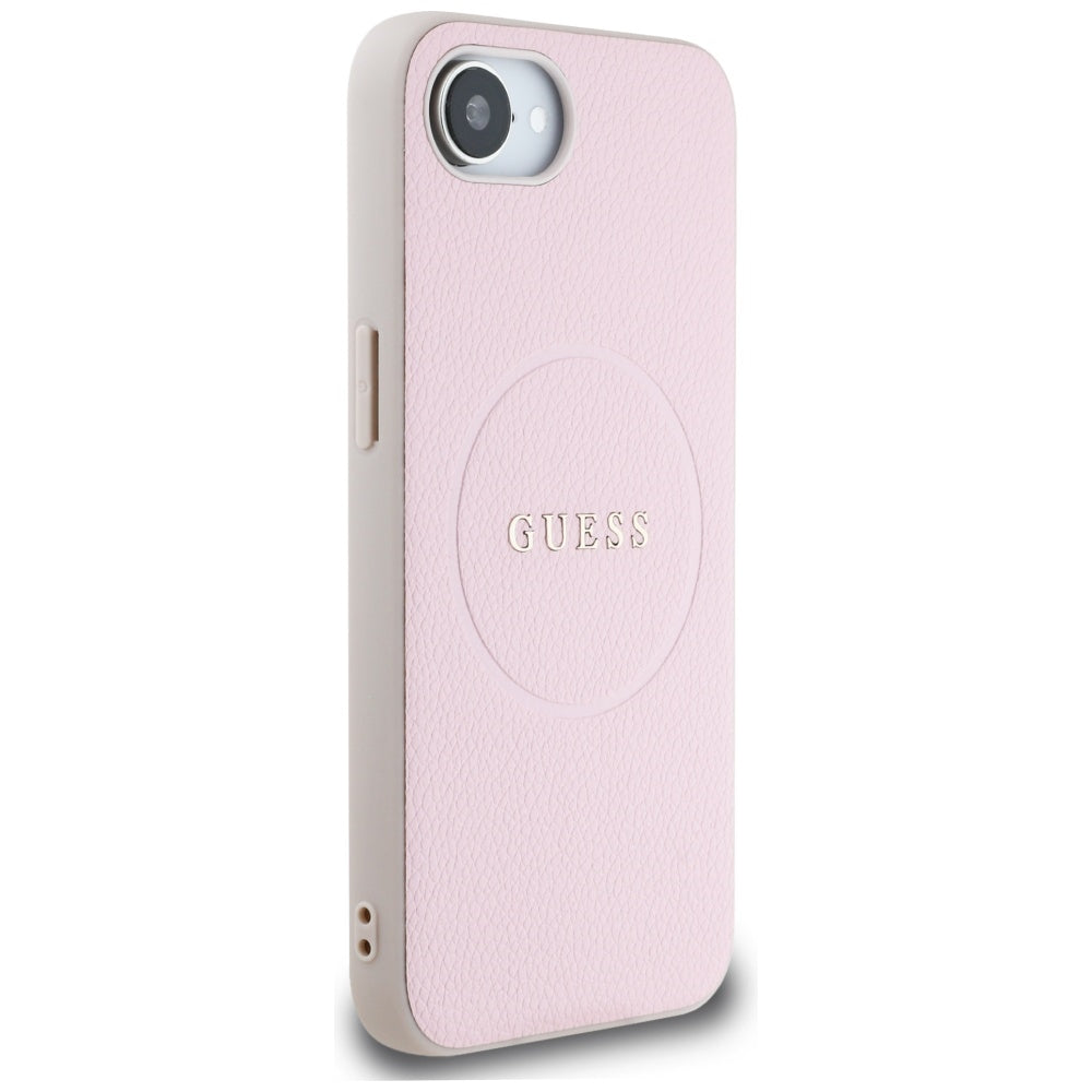 Калъф MagSafe за Apple iPhone 17e / 16e, Guess, Grained Gold Ring, Розов