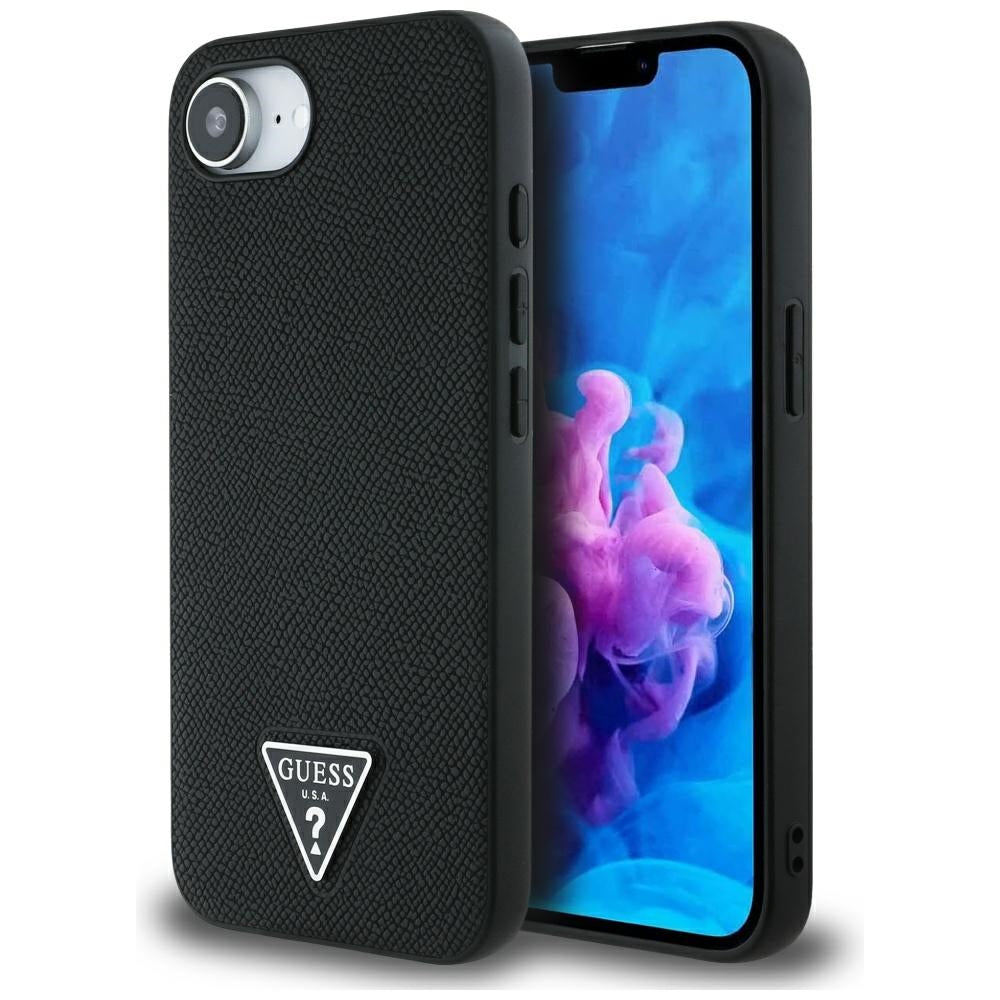 Калъф MagSafe за Apple iPhone 17e / 16e, Guess, Grained Triangle Logo, Черен