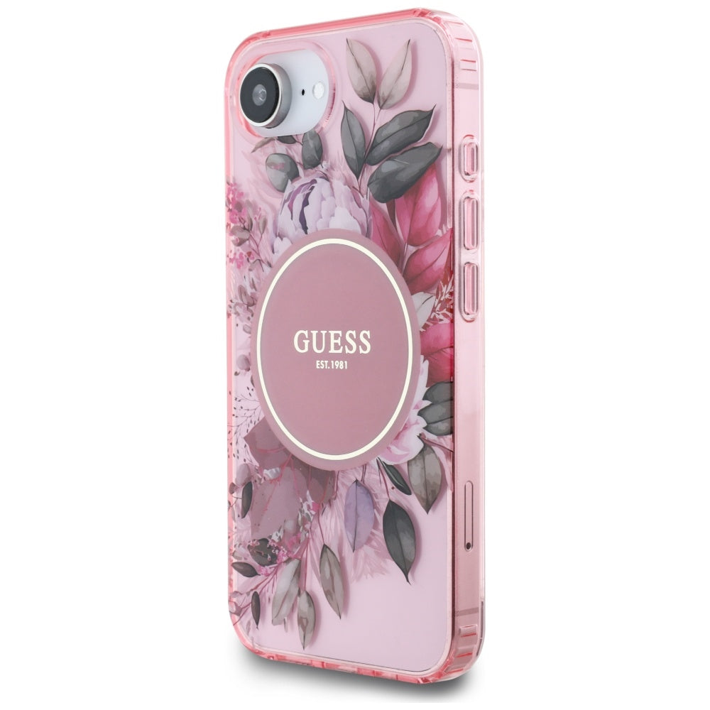 Калъф MagSafe за Apple iPhone 17e / 16e, Guess, IML Flowers, Розов