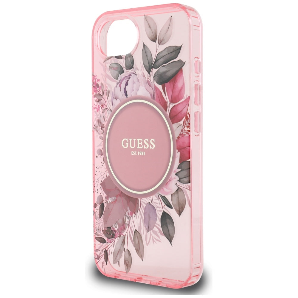 Калъф MagSafe за Apple iPhone 17e / 16e, Guess, IML Flowers, Розов