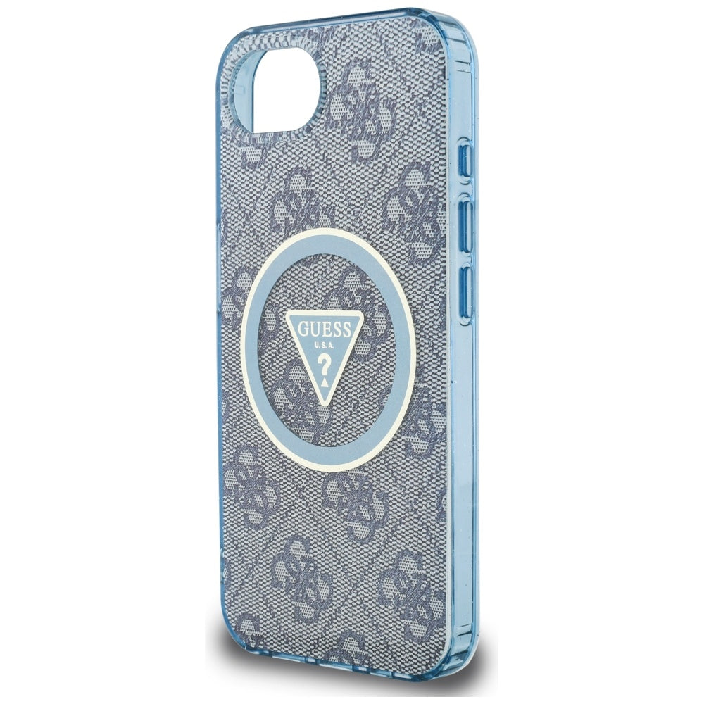 Калъф MagSafe за Apple iPhone 17e / 16e, Guess, IML Glitter 4G Circle Triangle, Син