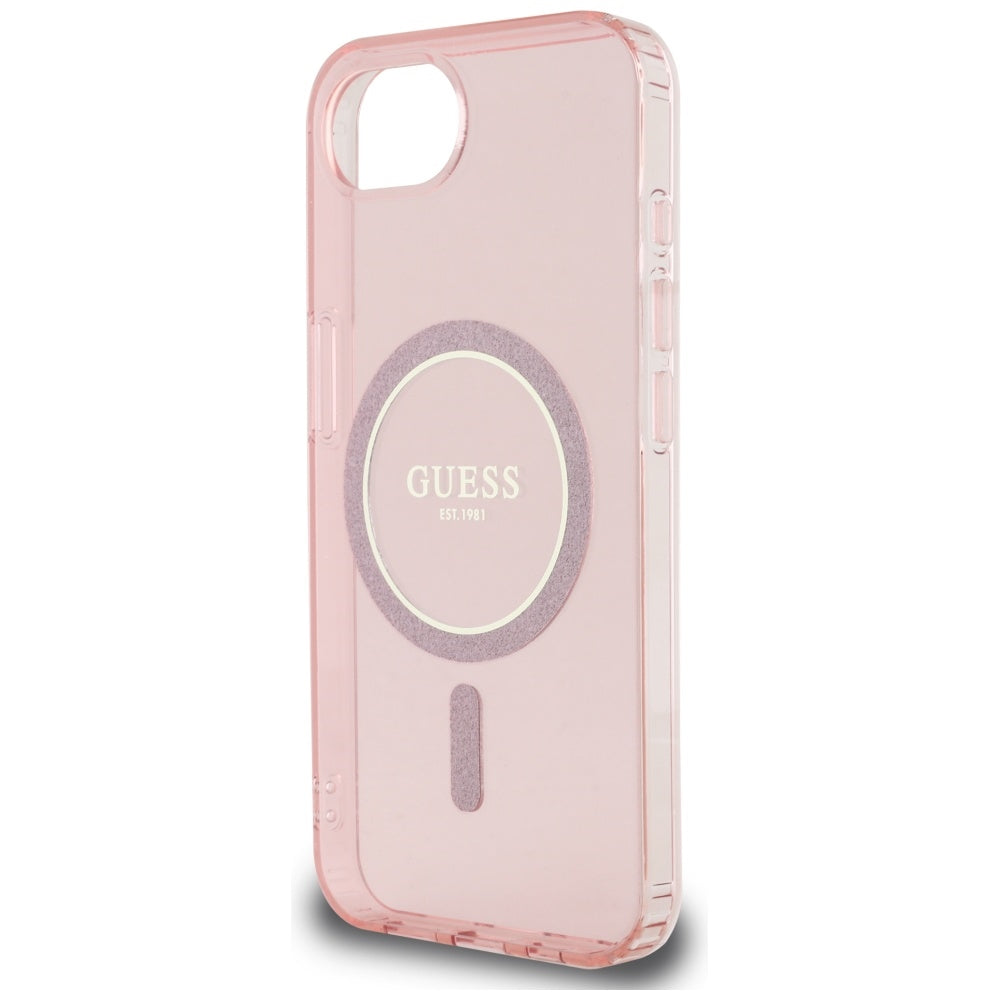 Калъф MagSafe за Apple iPhone 17e / 16e, Guess, IML Glitter Circle, Розов