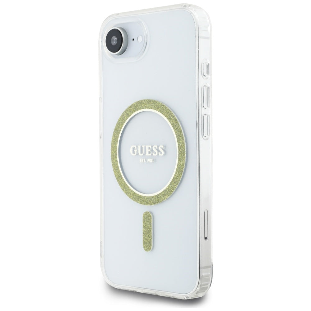 Калъф MagSafe за Apple iPhone 17e / 16e, Guess, IML Glitter Circle, Прозрачен