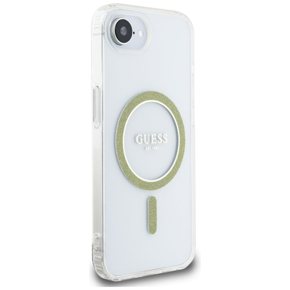 Калъф MagSafe за Apple iPhone 17e / 16e, Guess, IML Glitter Circle, Прозрачен
