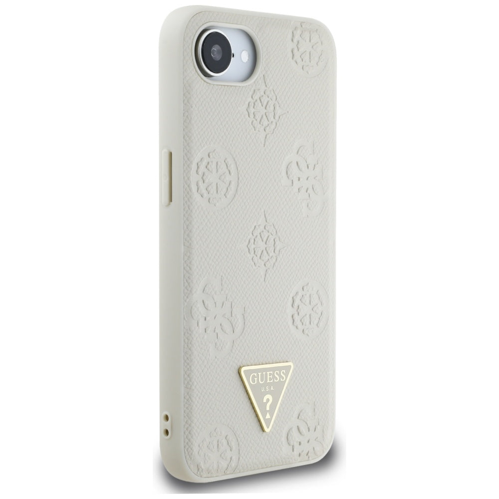Калъф MagSafe за Apple iPhone 17e / 16e, Guess, Peony Grained Hot Stamp Triangle, Бежов