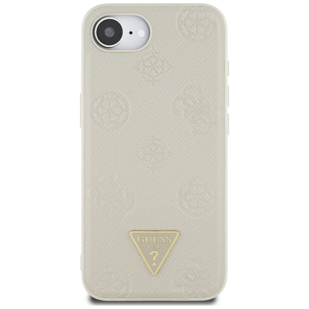 Калъф MagSafe за Apple iPhone 17e / 16e, Guess, Peony Grained Hot Stamp Triangle, Бежов