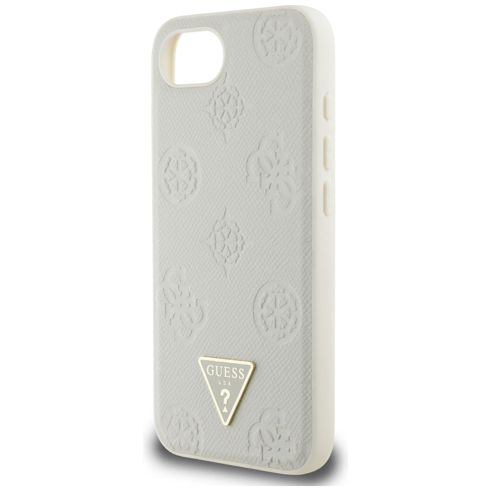 Калъф MagSafe за Apple iPhone 17e / 16e, Guess, Peony Grained Hot Stamp Triangle, Бежов