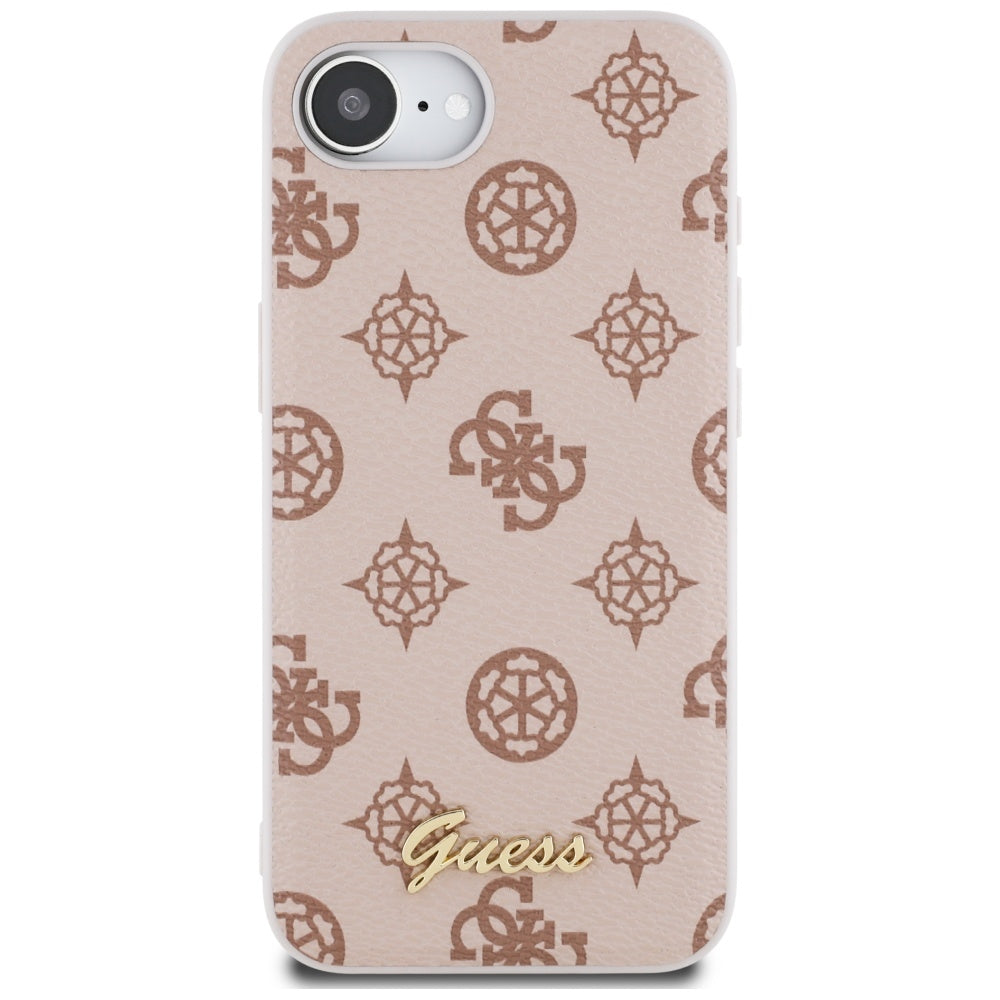 Калъф MagSafe за Apple iPhone 17e / 16e, Guess, Peony Script, Кафяв