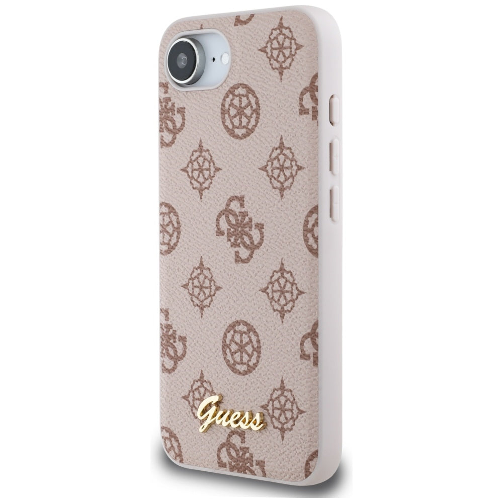 Калъф MagSafe за Apple iPhone 17e / 16e, Guess, Peony Script, Кафяв