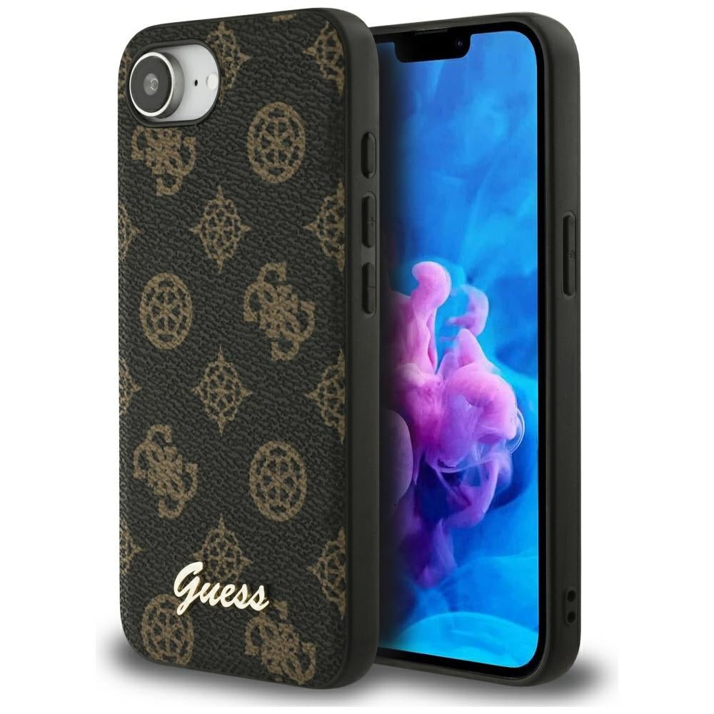 Калъф MagSafe за Apple iPhone 17e / 16e, Guess, Peony Script, Черен