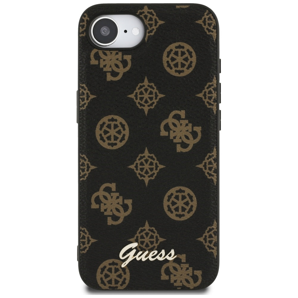Калъф MagSafe за Apple iPhone 17e / 16e, Guess, Peony Script, Черен