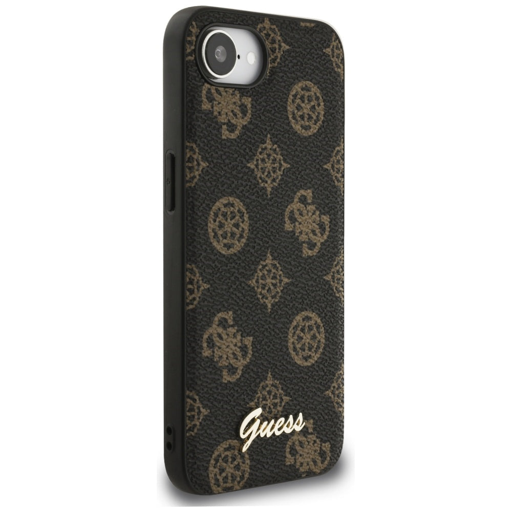Калъф MagSafe за Apple iPhone 17e / 16e, Guess, Peony Script, Черен