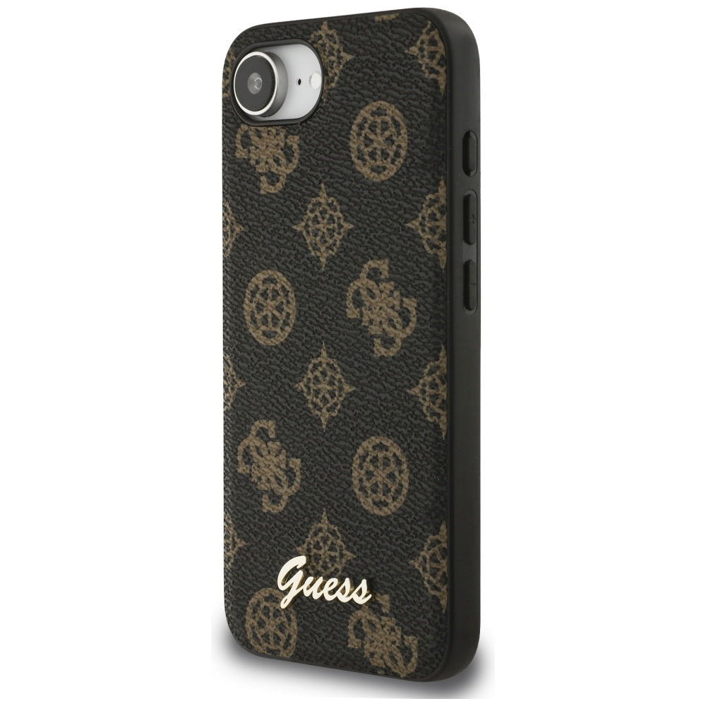 Калъф MagSafe за Apple iPhone 17e / 16e, Guess, Peony Script, Черен