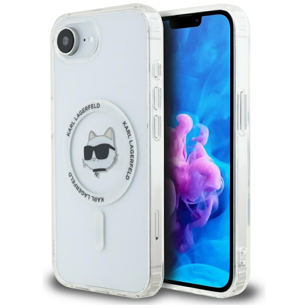 Калъф MagSafe за Apple iPhone 17e / 16e, Karl Lagerfeld, IML Choupette's Head, Бял