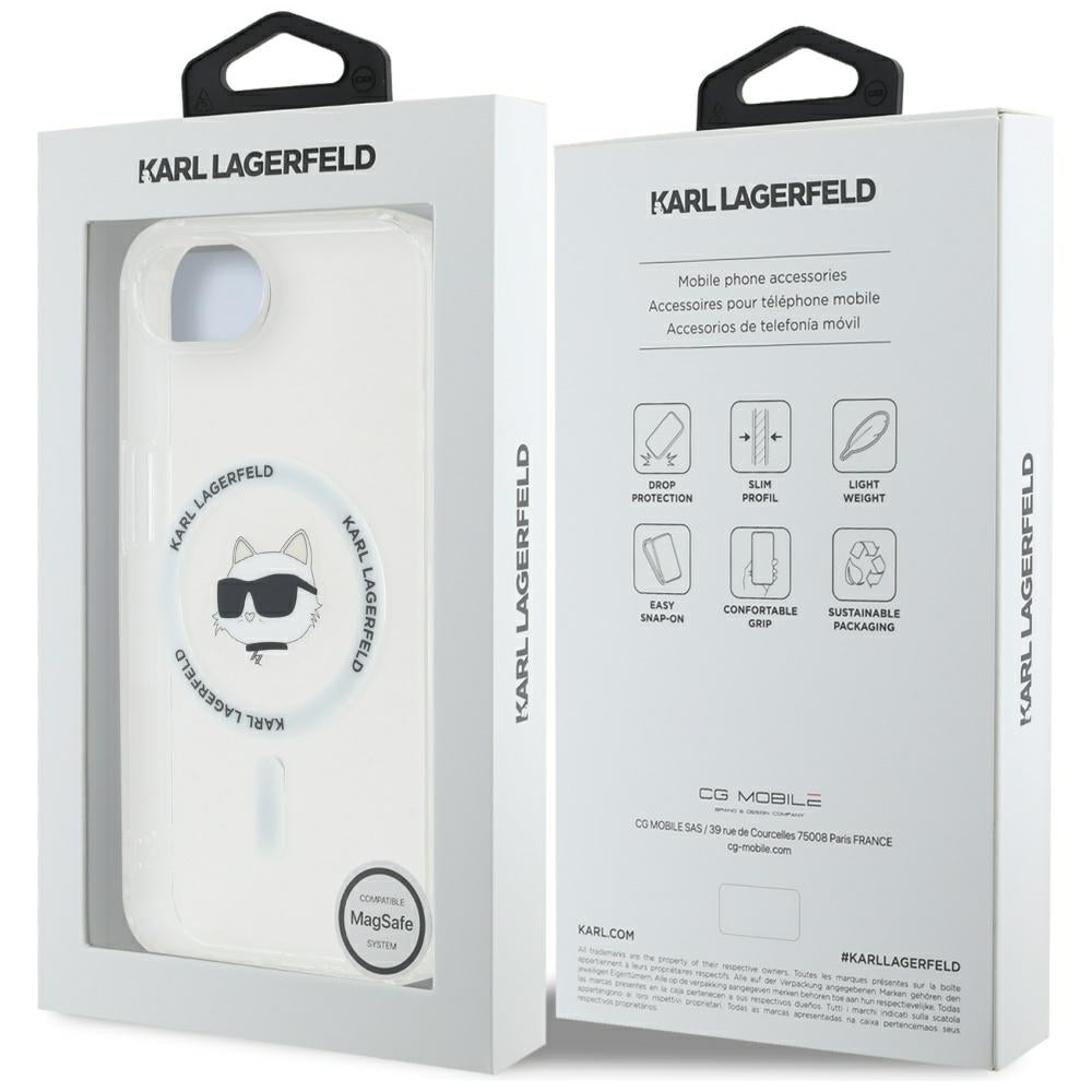 Калъф MagSafe за Apple iPhone 17e / 16e, Karl Lagerfeld, IML Choupette's Head, Бял