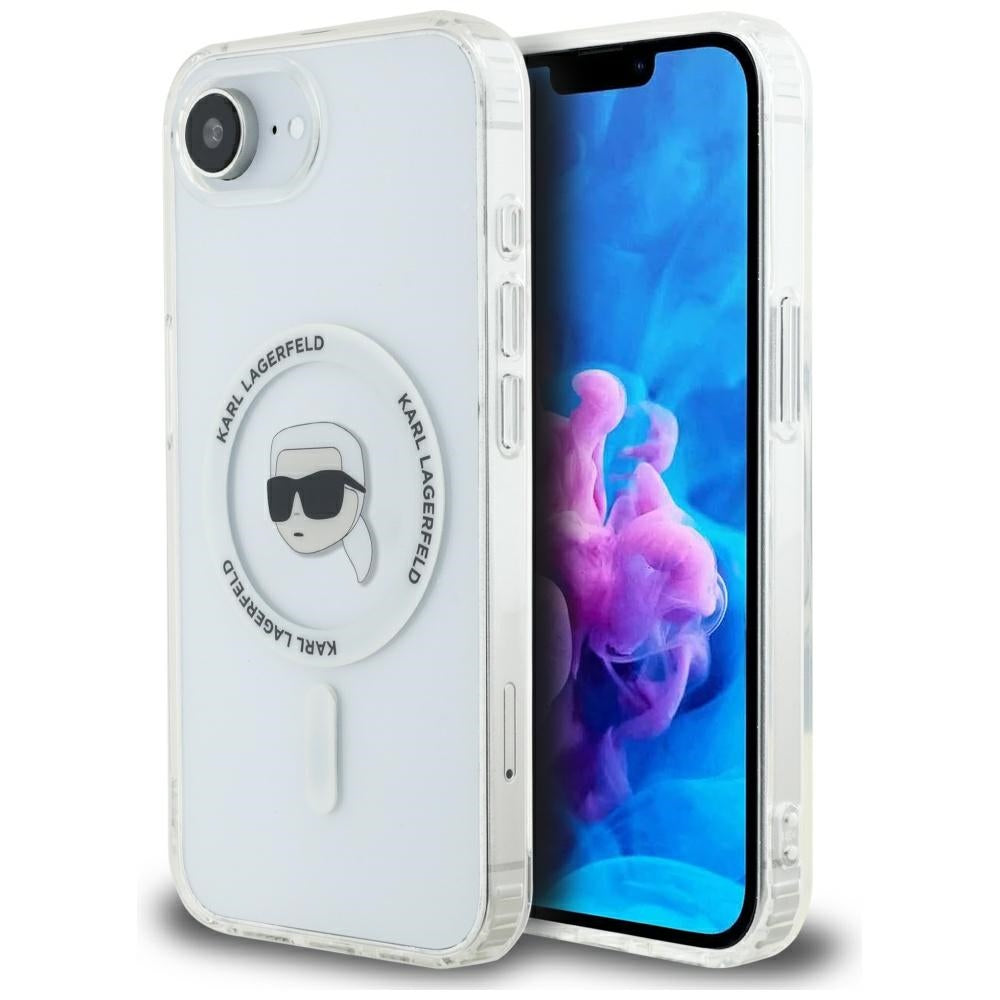 Калъф MagSafe за Apple iPhone 17e / 16e, Karl Lagerfeld, IML Karl's Head, Бял