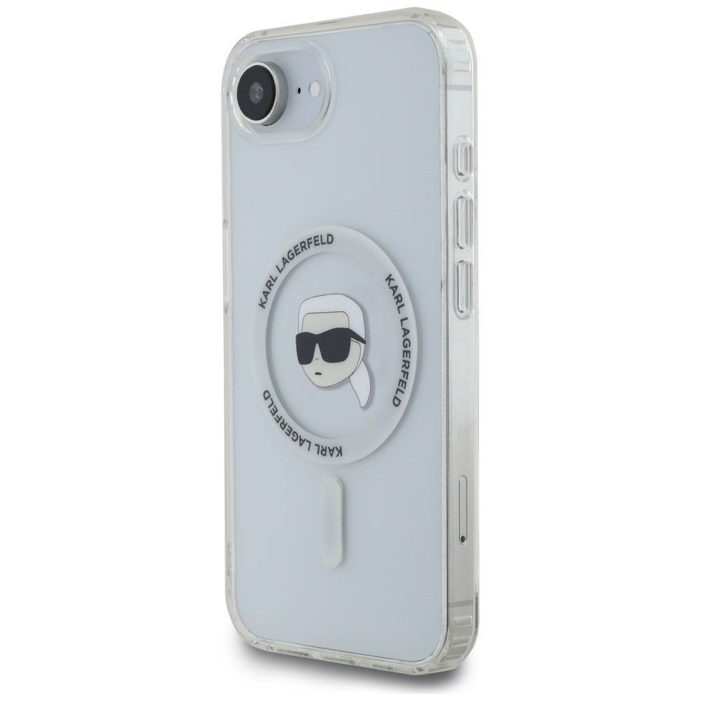 Калъф MagSafe за Apple iPhone 17e / 16e, Karl Lagerfeld, IML Karl's Head, Бял