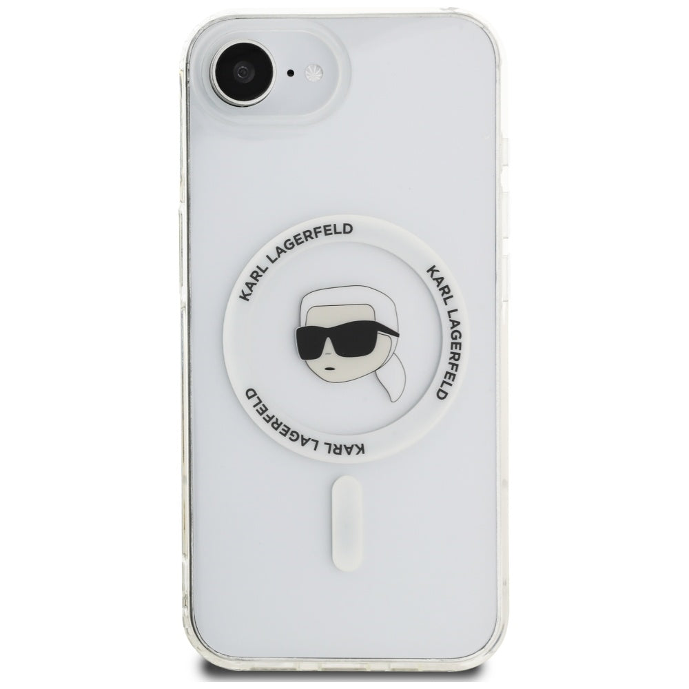 Калъф MagSafe за Apple iPhone 17e / 16e, Karl Lagerfeld, IML Karl's Head, Бял