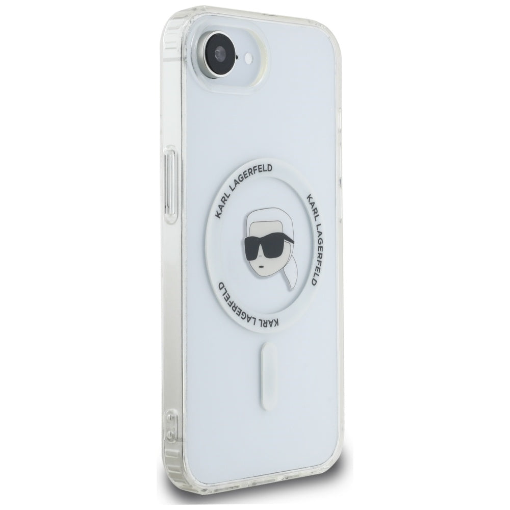 Калъф MagSafe за Apple iPhone 17e / 16e, Karl Lagerfeld, IML Karl's Head, Бял