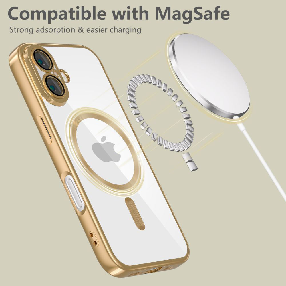 Калъф MagSafe за Apple iPhone 17e / 16e, Techsuit, Luxury Crystal, Сребрист