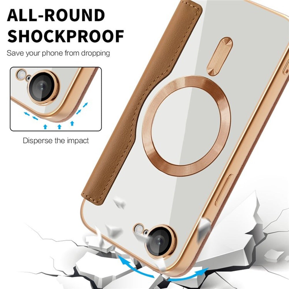 Калъф MagSafe за Apple iPhone 17e / 16e, Techsuit, SmartMag Book, Кафяв
