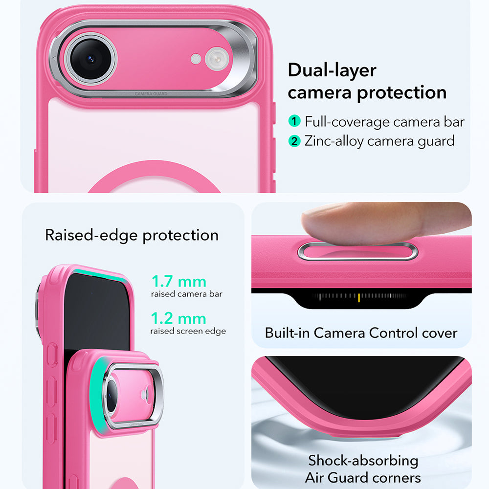 Калъф MagSafe за Apple iPhone 17 Air, ESR, Classic Hybrid Kickstand, Сатенено розов