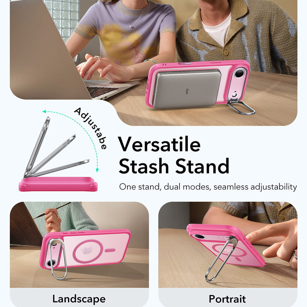 Калъф MagSafe за Apple iPhone 17 Air, ESR, Classic Hybrid Kickstand, Сатенено розов