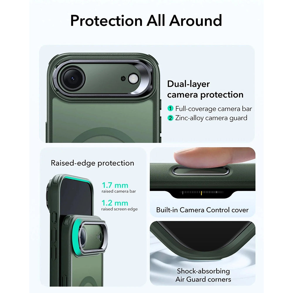 Калъф MagSafe за Apple iPhone 17 Air, ESR, Classic Hybrid Kickstand, Сатенено зелен