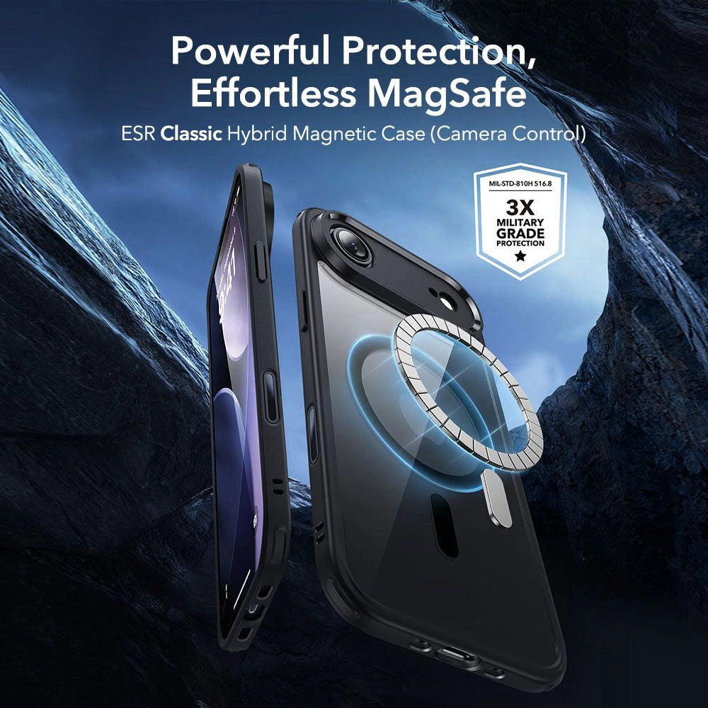 Калъф MagSafe за Apple iPhone 17 Air, ESR, Classic Hybrid със защита за екрана, Прозрачен Черен