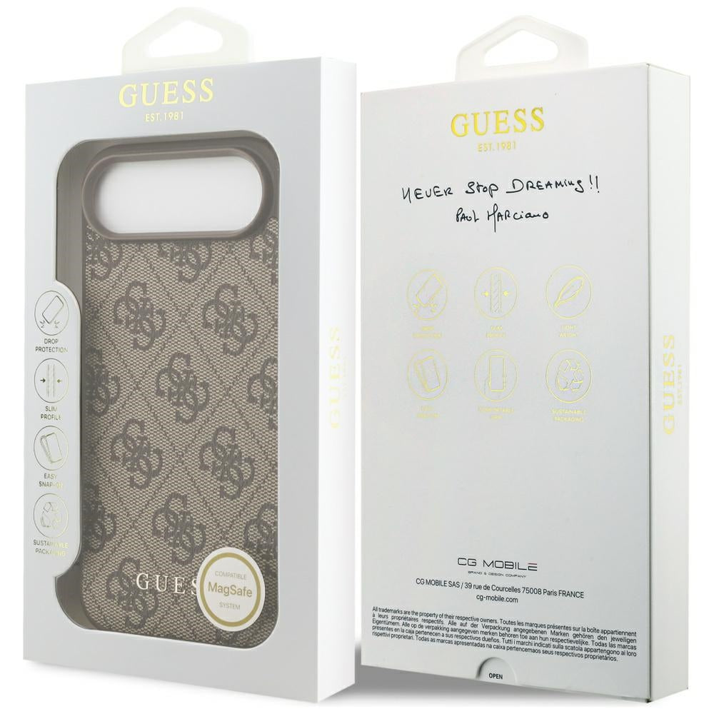 Калъф MagSafe за Apple iPhone 17 Air, Guess, 4G Charm Cradle, Кафяв