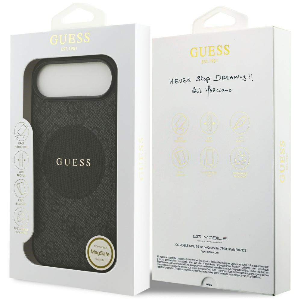 Калъф MagSafe за Apple iPhone 17 Air, Guess, 4G Circle Classic Logo, Черен
