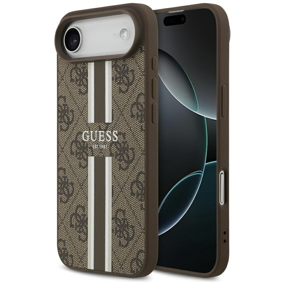 Калъф MagSafe за Apple iPhone 17 Air, Guess, 4G Printed Stripes, Кафяв
