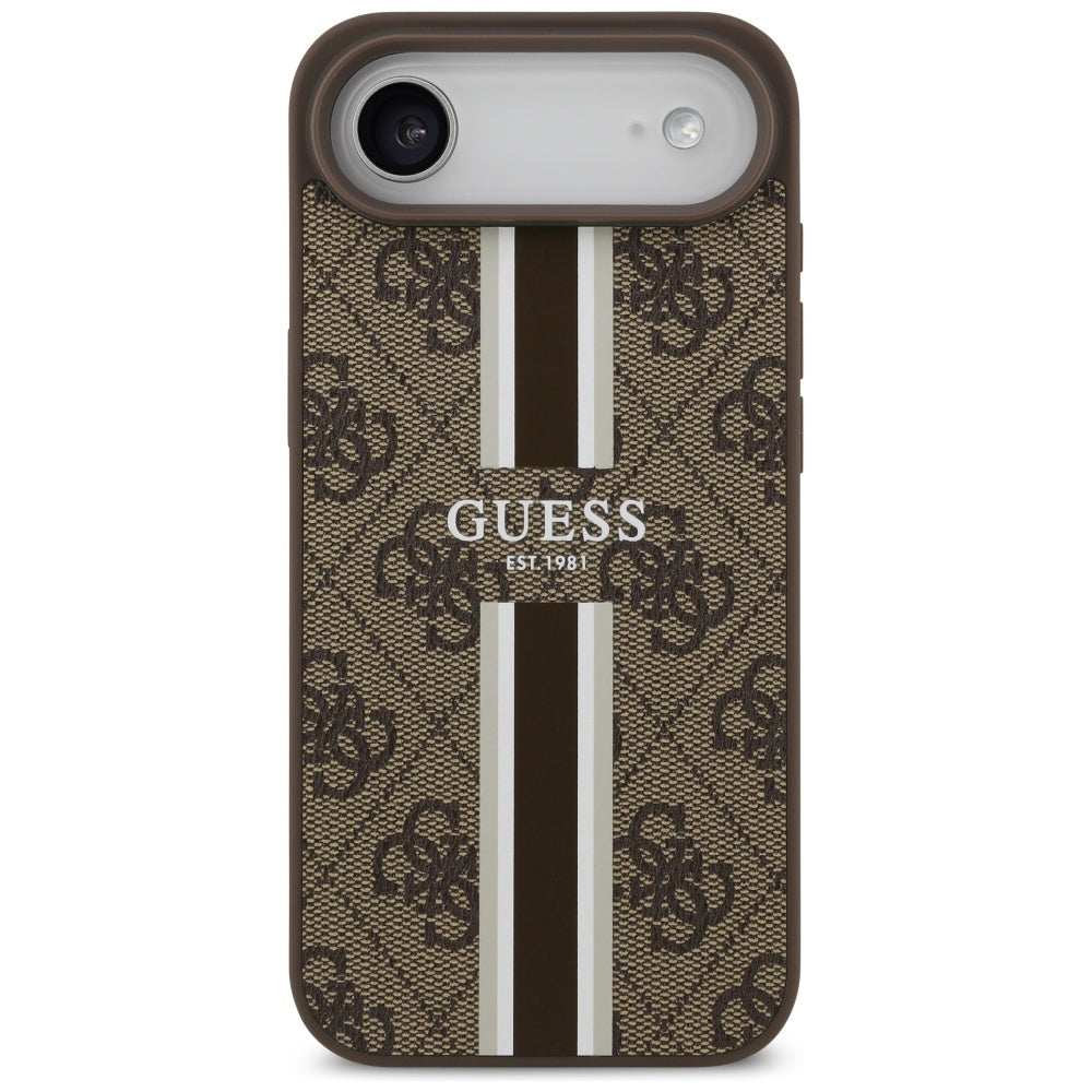 Калъф MagSafe за Apple iPhone 17 Air, Guess, 4G Printed Stripes, Кафяв