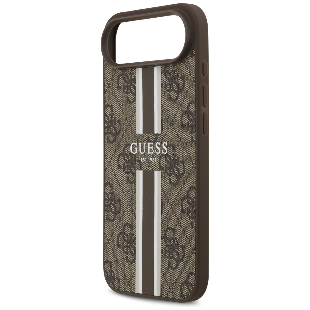 Калъф MagSafe за Apple iPhone 17 Air, Guess, 4G Printed Stripes, Кафяв