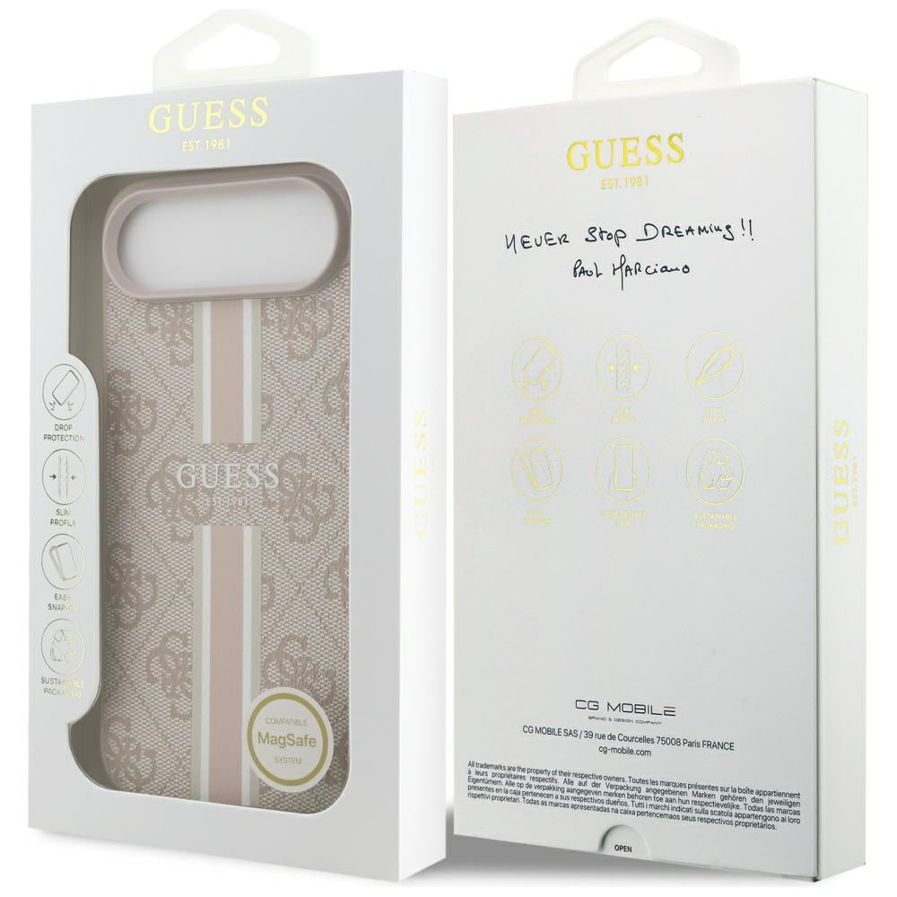 Калъф MagSafe за Apple iPhone 17 Air, Guess, 4G Printed Stripes, Розов