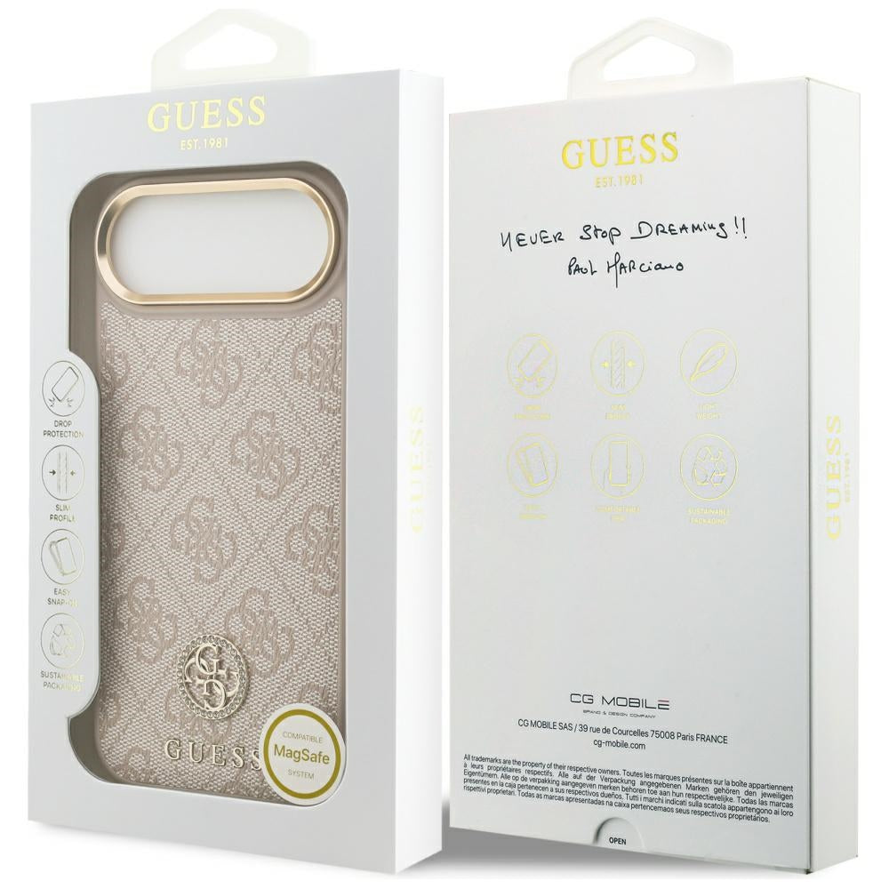 Калъф MagSafe за Apple iPhone 17 Air, Guess, 4G Strass Logo, Розов
