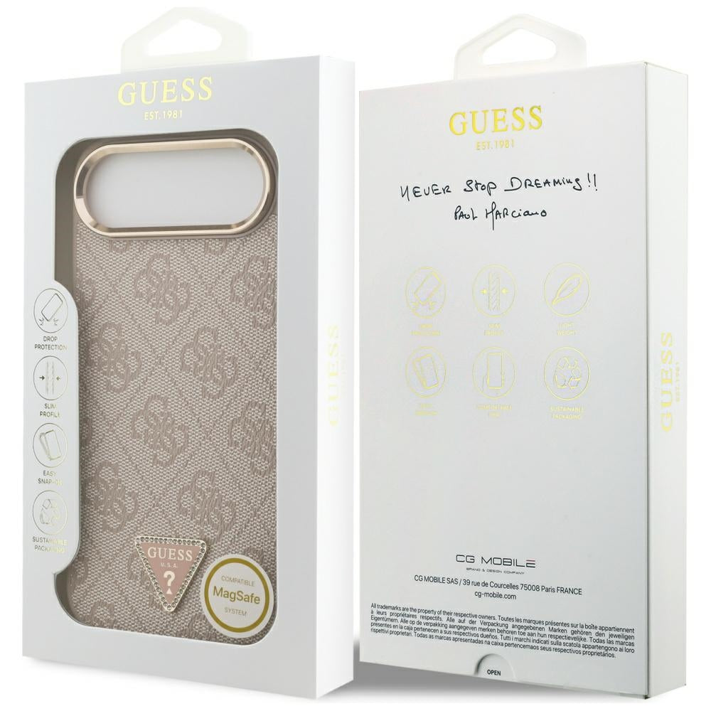 Калъф MagSafe за Apple iPhone 17 Air, Guess, 4G Triangle Logo, Розово Злато