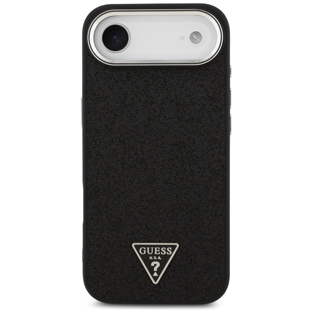 Калъф MagSafe за Apple iPhone 17 Air, Guess, Glitter Triangle Logo, Черен