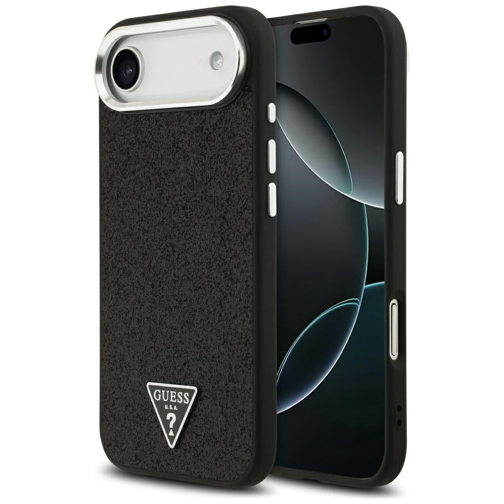 Калъф MagSafe за Apple iPhone 17 Air, Guess, Glitter Triangle Logo, Черен