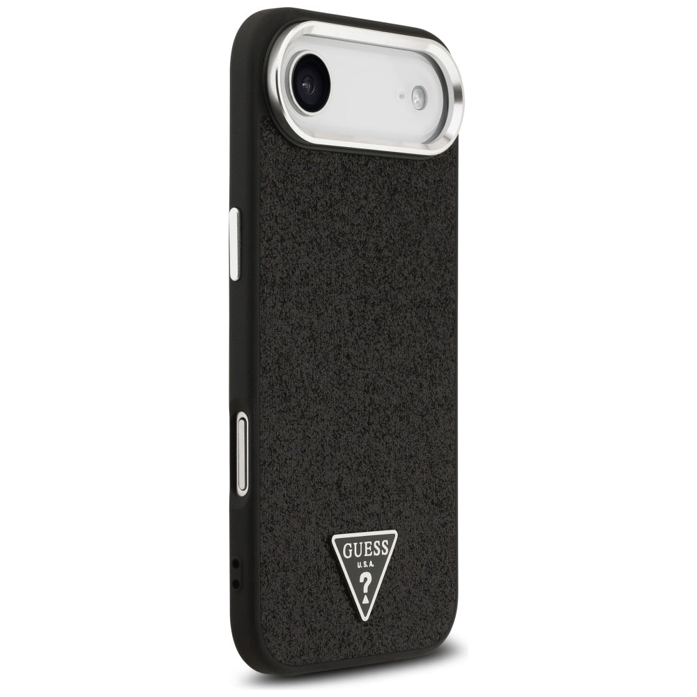 Калъф MagSafe за Apple iPhone 17 Air, Guess, Glitter Triangle Logo, Черен