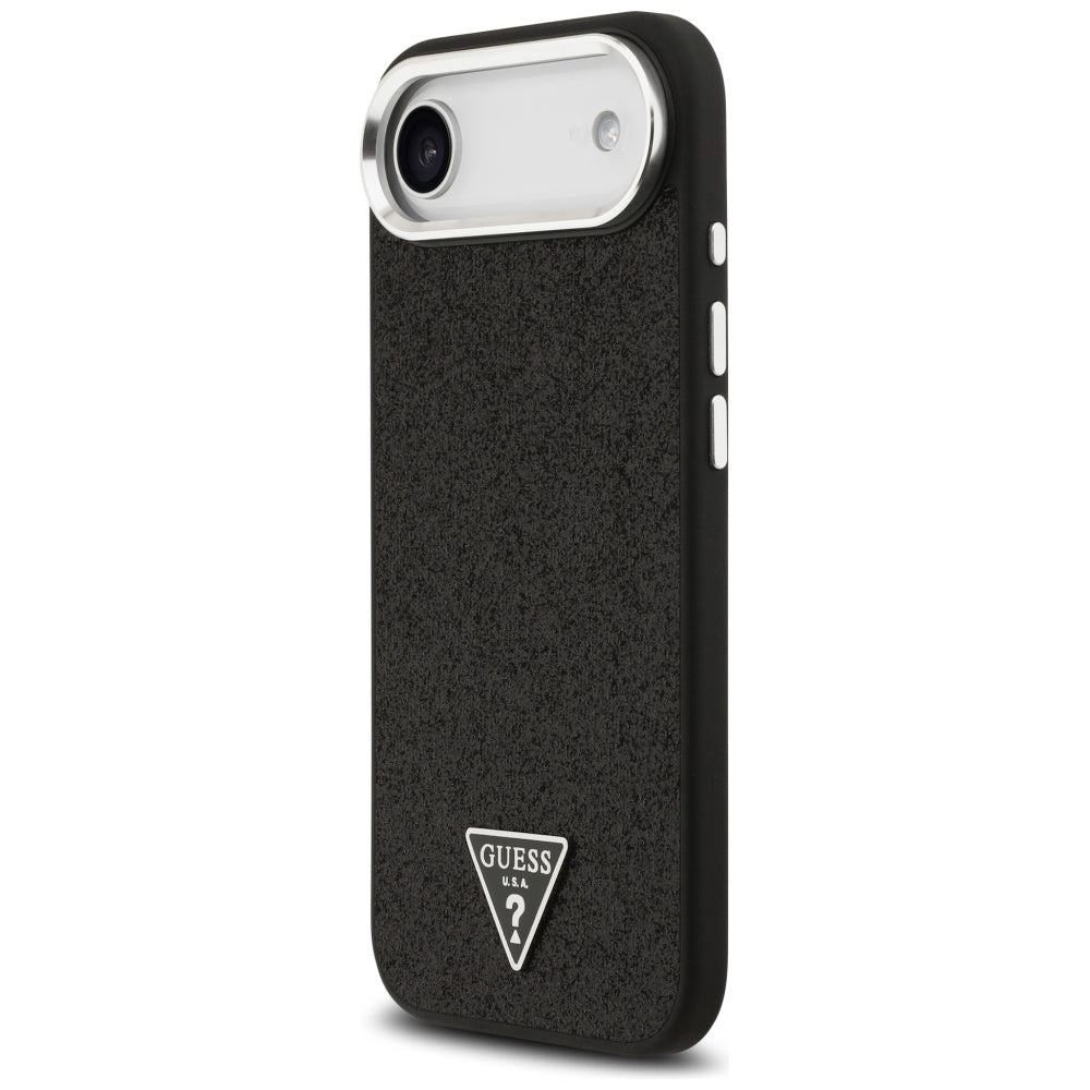 Калъф MagSafe за Apple iPhone 17 Air, Guess, Glitter Triangle Logo, Черен