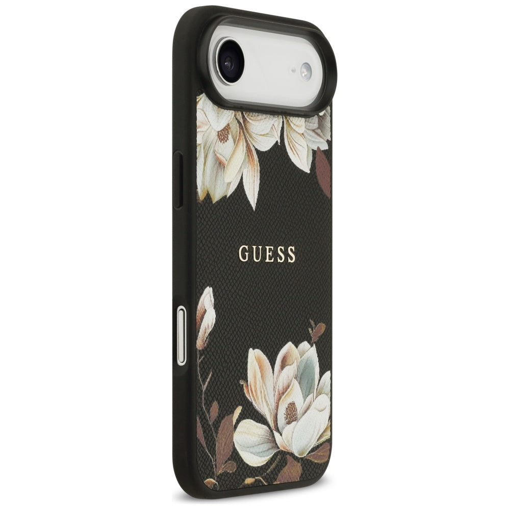 Калъф MagSafe за Apple iPhone 17 Air, Guess, Grained Flowers, Черен