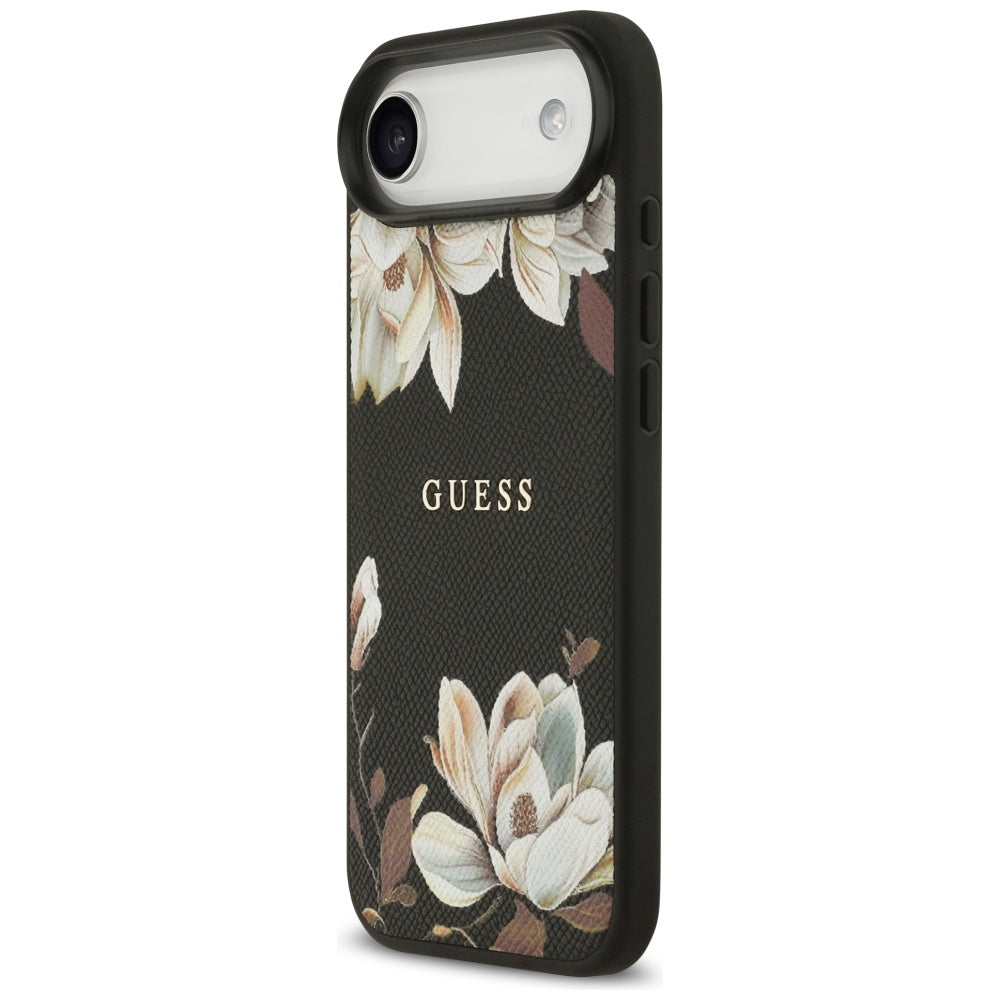 Калъф MagSafe за Apple iPhone 17 Air, Guess, Grained Flowers, Черен