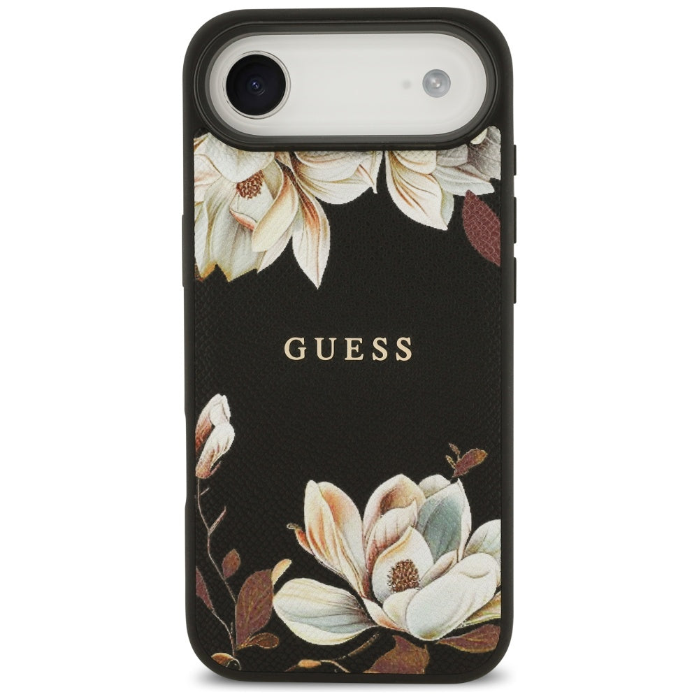 Калъф MagSafe за Apple iPhone 17 Air, Guess, Grained Flowers, Черен