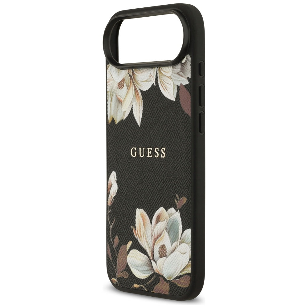Калъф MagSafe за Apple iPhone 17 Air, Guess, Grained Flowers, Черен