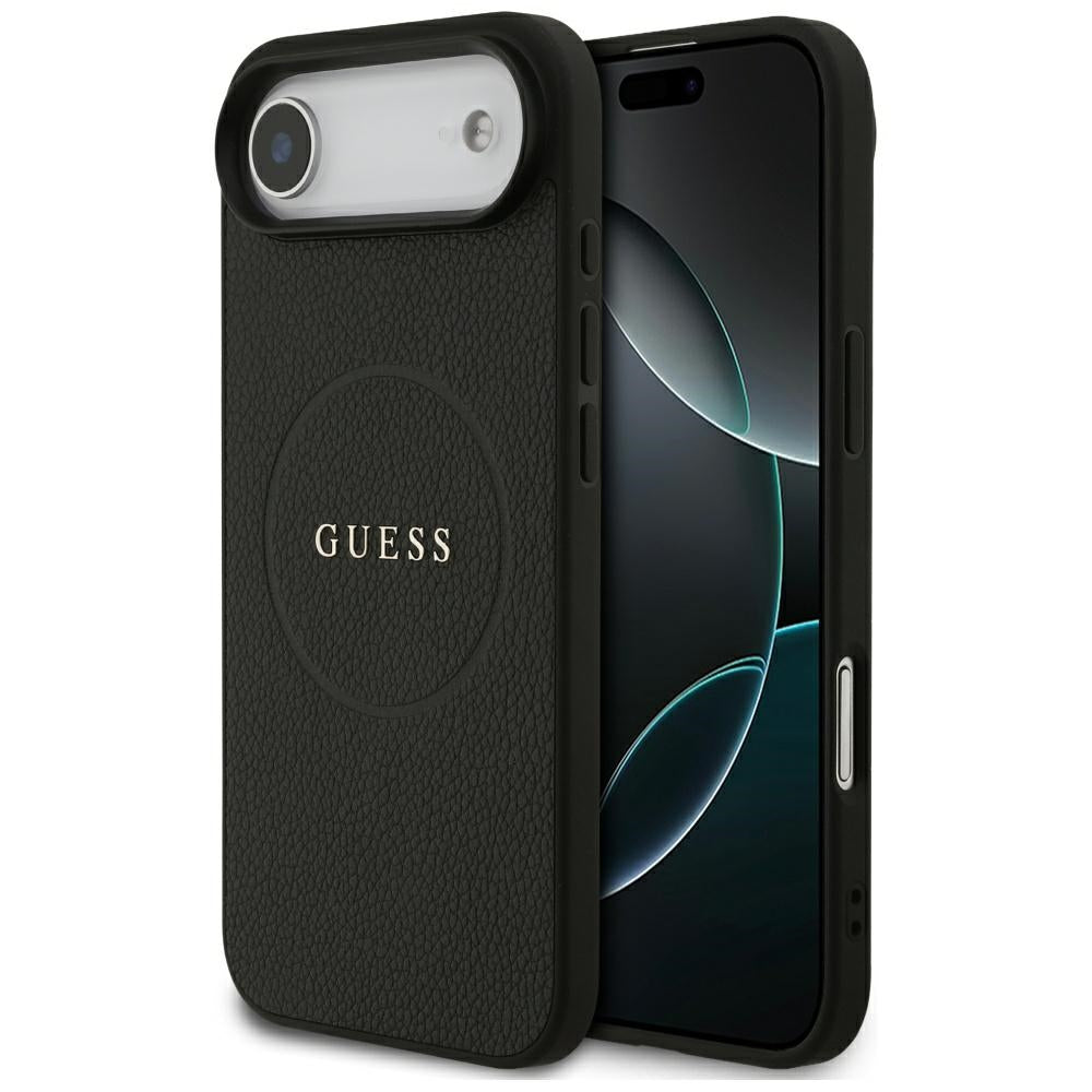 MagSafe Case for Apple iPhone 17 Air, Guess, Grained Gold Ring, Black