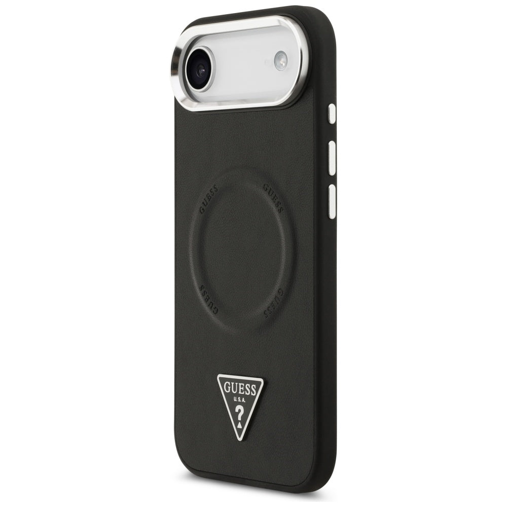 Калъф MagSafe за Apple iPhone 17 Air, Guess, Triangle Logo, Черен Сребрист