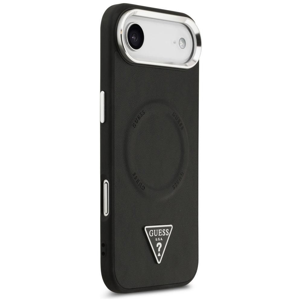 Калъф MagSafe за Apple iPhone 17 Air, Guess, Triangle Logo, Черен Сребрист