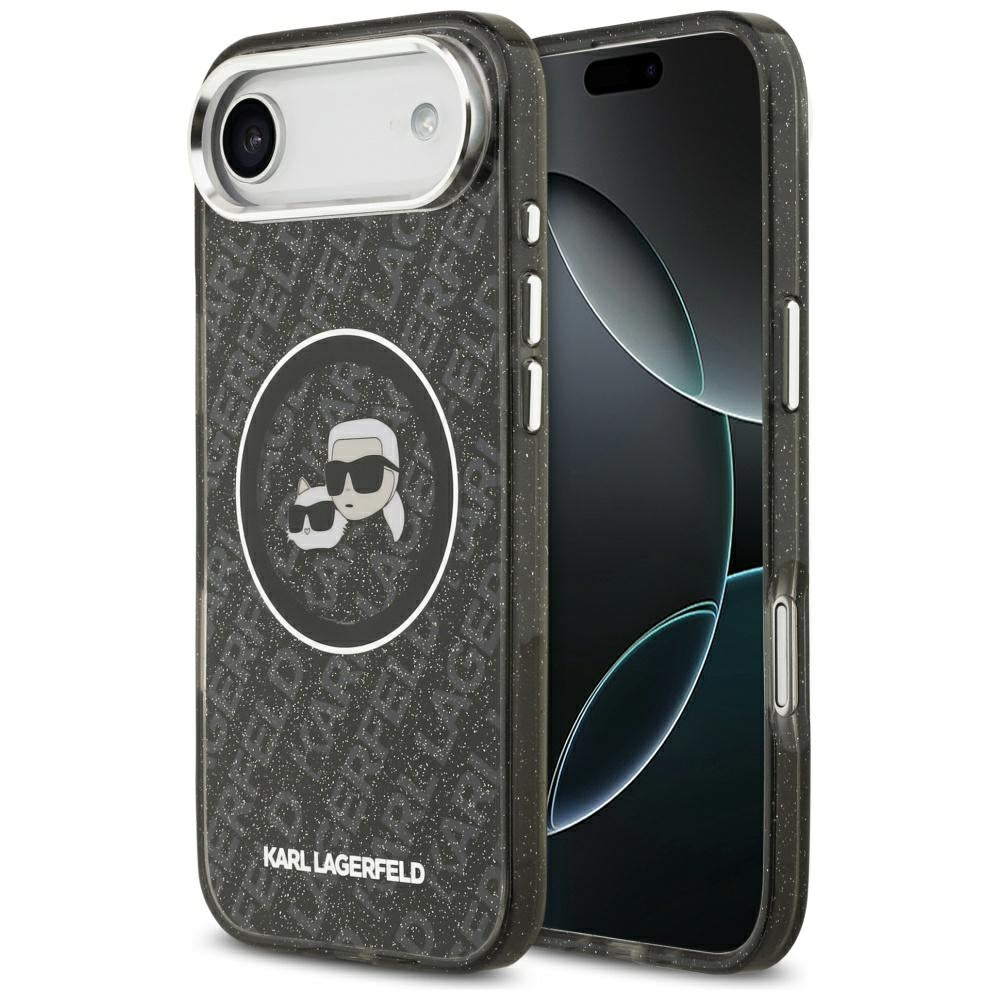 Калъф MagSafe за Apple iPhone 17 Air, Karl Lagerfeld, IML Glitter Karl & Choupette`s Heads, Черен
