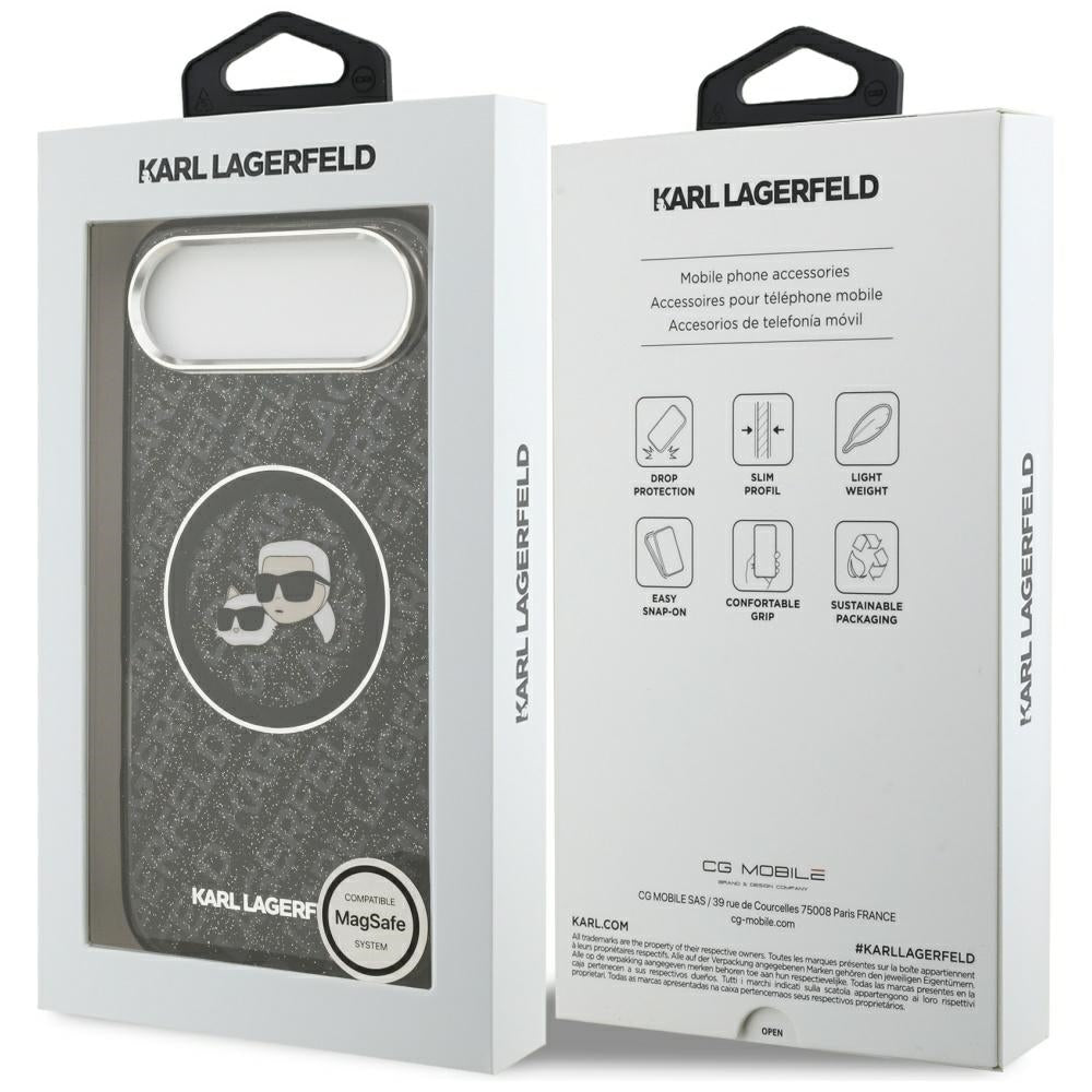 Калъф MagSafe за Apple iPhone 17 Air, Karl Lagerfeld, IML Glitter Karl & Choupette`s Heads, Черен